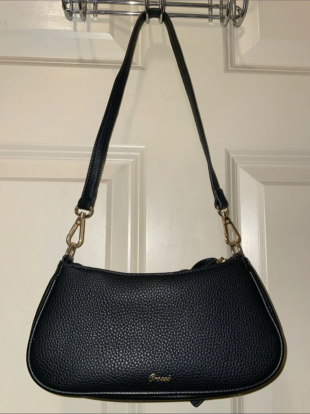 Black Bow-Accent Shoulder Bag - Women's Fashion Handbag